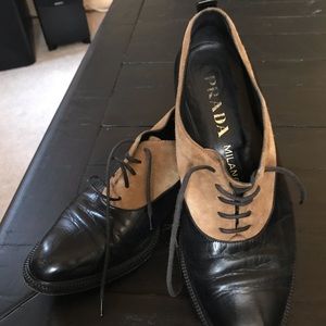 Vintage authentic leather + suede Prada oxfords